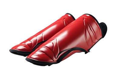 Leinwandbilder - A pair of red shin guards for soccer players, isolated on a empty plain background