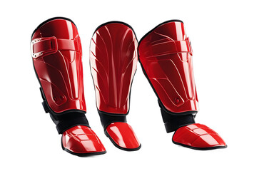 Leinwandbilder - A pair of red shin guards for soccer players, isolated on a empty plain background