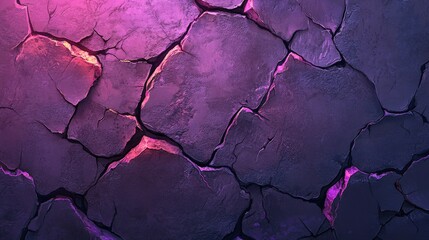 Wall Mural - Vivid pink and purple light on cracked stone surface