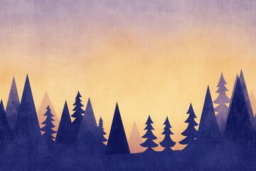 Wall Mural - Colorful forest silhouette against a sunset background