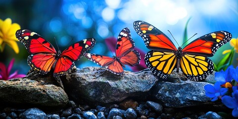 butterfly sanctuary with butterflies with colorful wings in natural setting