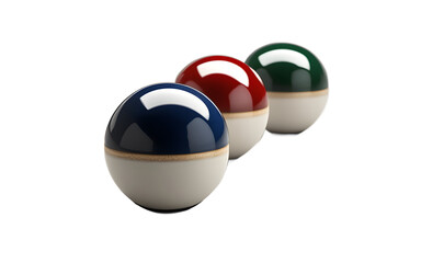 Aufkleber - A set of lawn bowls with a small white jack, isolated on a empty plain background