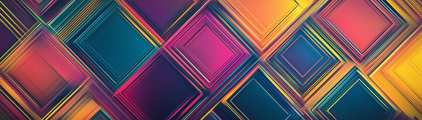Leinwandbilder - Intricate geometric pattern of squares and diamonds with vibrant colors for modern backgrounds