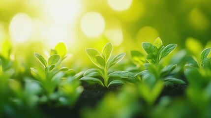 Wall Mural - Sunrise, seedlings, growth, garden, nature, bokeh, spring, agriculture, environmental,  eco