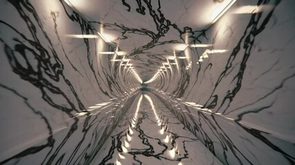 Aufkleber - Exploration of a mesmerizing tunnel featuring striking marble patterns and unique lighting effects in an underground setting