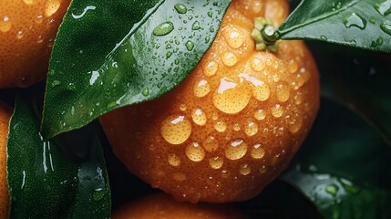 Aufkleber - A bunch of oranges with water droplets on them