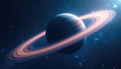 majestic planetary rings against a deep blue sky, cosmic, outer space, universe