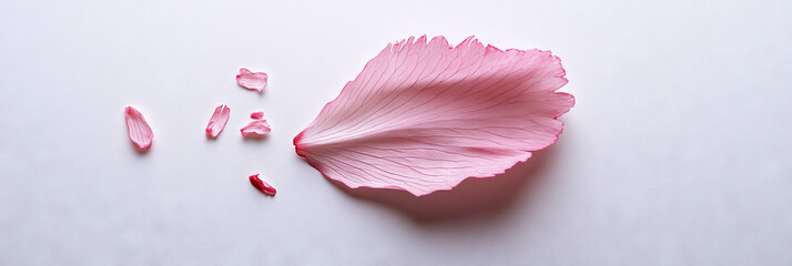 Poster - Torn sakura petal on white background showcasing delicate textures and soft hues