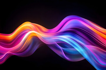 Wall Mural - abstract multi-colored wave on a black background. neon translucent wave of bright colors. abstract 