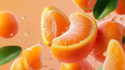 Poster - A close up of oranges with one of them cut in half