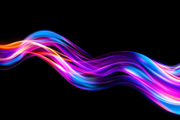 Wall Mural - abstract multi-colored wave on a black background. neon translucent wave of bright colors. abstract 