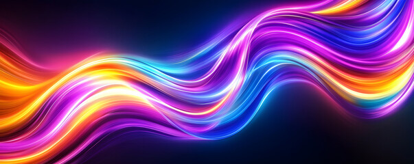 Wall Mural - abstract multi-colored wave on a black background. neon translucent wave of bright colors. abstract 
