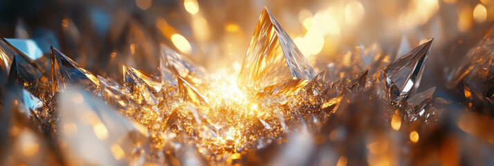 Poster - Intricate patterns of abstract ice crystals reflecting light in vibrant brilliance