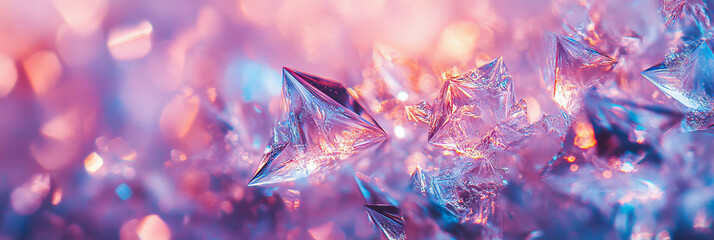 Poster - Intricate patterns of abstract ice crystals reflecting light in vibrant colors