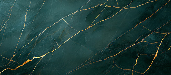 Poster - dark green marble background with golden veins creates elegant and luxurious appearance, perfect for various design applications