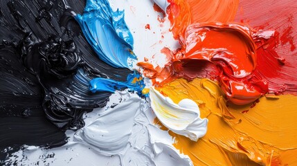 Poster - Vibrant color mixing action artist's studio closeup of textured palette creative environment artistic perspective exploration of rich hues