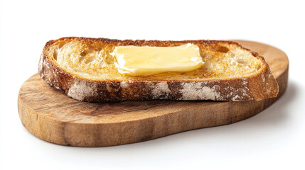 Wall Mural - Slice of toast with butter isolated on white background.