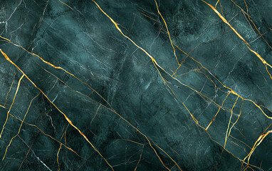 Poster - Luxurious green marble texture with golden veins, perfect for elegant designs. This high resolution image showcases intricate patterns and rich colors of natural stone