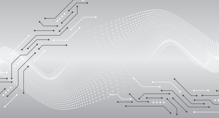Aufkleber - Abstract hi tech communication for presentation or banner. Sci-fi gray background with various technology elements. Science concept, light lines and circuit board.