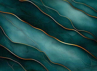 Poster - Abstract dark green marble texture with golden veins, creating luxurious and elegant appearance. flowing lines evoke sense of calm and sophistication
