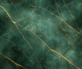 Poster - Green marble texture with gold veins, showcasing rich dark green background. elegant design features intricate patterns, perfect for backgrounds or decorative elements