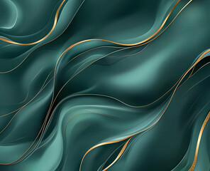 Poster - Elegant malachite green marble texture with flowing golden veins, creating luxurious and sophisticated background. Perfect for design projects and artistic expressions