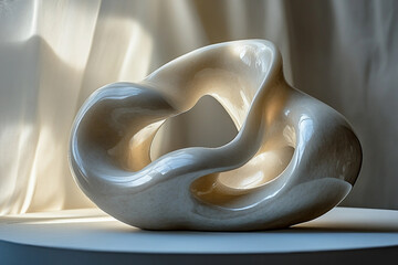 Poster - abstract curved elements, 3d render generated with ai picture