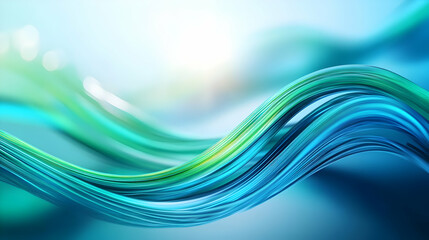 Poster - Abstract flowing waves in blue and green create a serene composition, perfect for backgrounds and design projects.