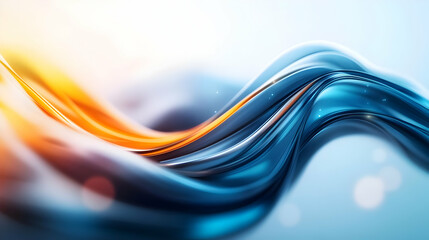Poster - Abstract flowing waves of blue and orange create a visually striking composition. Ideal for modern design and creativity.