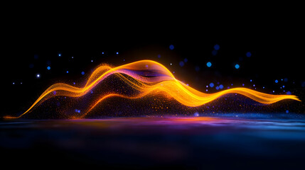 Poster - Abstract light waves in vibrant colors creating a dynamic and energetic composition against a dark background.