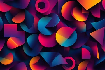 Poster - Abstract vibrant geometric shapes background.