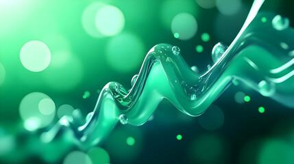 Poster - A mesmerizing wavy pattern of green liquid, illuminated by soft light, showcasing the beauty of water in an abstract form.