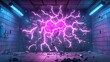 © Melon - Dramatic lightning striking a cracked wall in a futuristic setting.