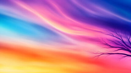 Poster - A stunning abstract landscape featuring vibrant colors blending beautifully in a serene sky, perfect for relaxation and inspiration.