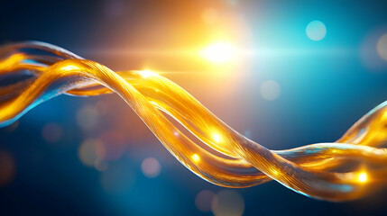 Poster - A stunning abstract representation of illuminated golden waves, symbolizing energy and innovation in a digital landscape.