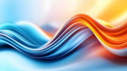 Poster - A vibrant wave of colorful fluid design, blending blue and orange hues, perfect for backgrounds and artistic projects.