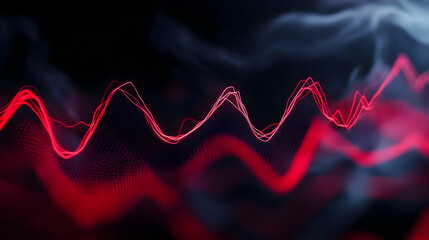 Poster - Dynamic red wave patterns create a striking visual effect, enhancing creative projects with modern aesthetics and technology.