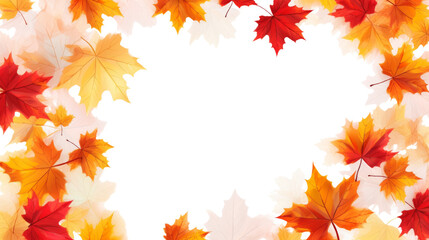 Aufkleber - Autumnal frame with maple leaves creating a vibrant colorful border