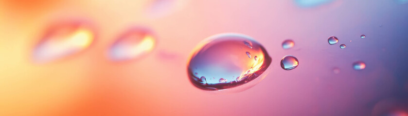 Poster - Droplets on a light surface create delicate shadows and soothing color variations
