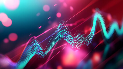 Poster - Vibrant digital visualization of data trends in red and blue, symbolizing growth and analytics in modern technology.