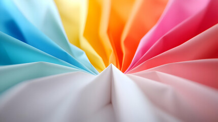 Poster - Vibrant paper folds in various colors create a beautiful abstract background with dynamic visual appeal for creative projects.