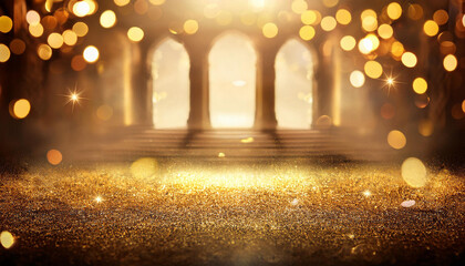 Wall Mural - abstract golden glitter with bokeh on historical past