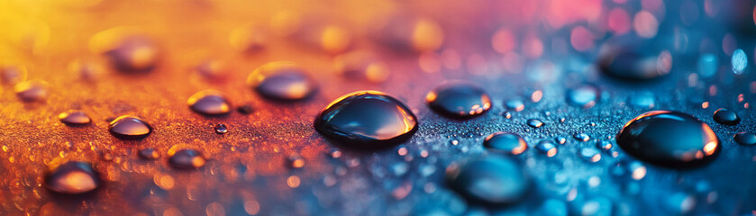 Poster - Droplets on textured plastic surface create unique refractions and colorful patterns