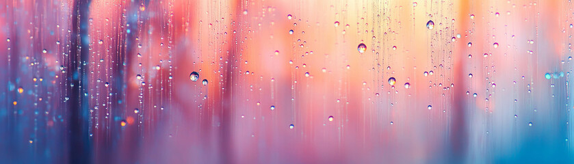 Poster - Droplets capturing the essence of a blurred forest landscape with soft tonal gradients