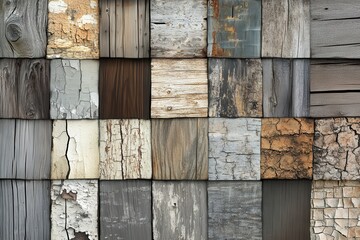 Aufkleber - Wood textures showcasing a variety of finishes and conditions in a grid pattern from different sources