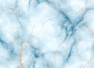 Poster - Abstract marble texture background with blue and gold veins, creating serene and elegant atmosphere. Perfect for design projects and wallpapers