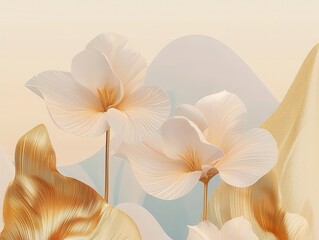 Poster - Delicate floral abstract space digital art soft tones artistic perspective serenity