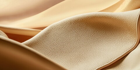 Poster - Textured beige fabric waves studio soft environment close-up material concept