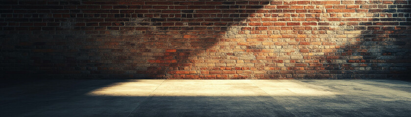 Poster - Dramatic lighting enhances texture in an empty room showcasing brick walls