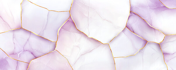 Poster - Elegant white and purple marble background with golden accents, showcasing beautiful abstract design. Perfect for various creative projects
